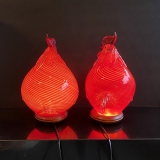y16374-藝術玻璃-起家雞福氣燈一對 (公雞、母雞) 玻璃飾品系列 桌燈